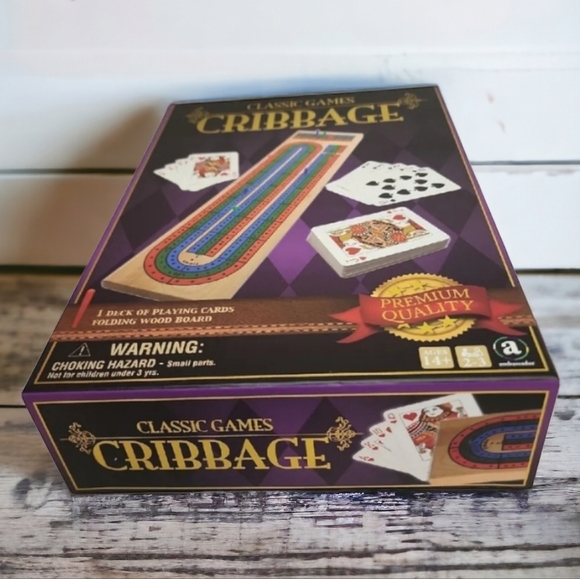 NIB Cribbage Ambassador Classic Games Playing Cards Folding Wood Board - Picture 3 of 6